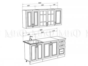 Кухонный гарнитур Констанция 1800 мм белый/джинс (Миф) в Югорске - yugorsk.mebel-e96.ru
