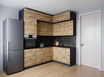 Кухонный гарнитур угловой Крафт 2200*1700 мм (Санвут) в Югорске - yugorsk.mebel-e96.ru