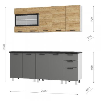 Кухонный гарнитур 2000 мм Крафт тип 2 (БТС) в Югорске - yugorsk.mebel-e96.ru