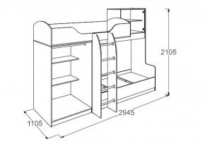 Кровать 2-х ярусная №2 Омега 18 (800*2000) в Югорске - yugorsk.mebel-e96.ru