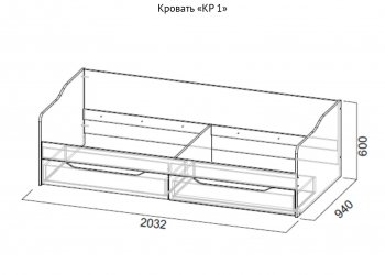 Кровать КР-1 Дуб сонома (СВ) в Югорске - yugorsk.mebel-e96.ru