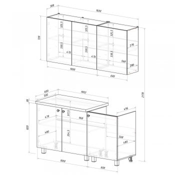 Кухонный гарнитур Куба 1600 мм (БТС) в Югорске - yugorsk.mebel-e96.ru