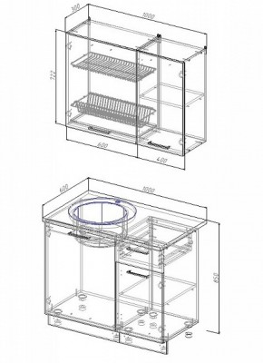 Кухонный гарнитур Антрацит 1000 в Югорске - yugorsk.mebel-e96.ru