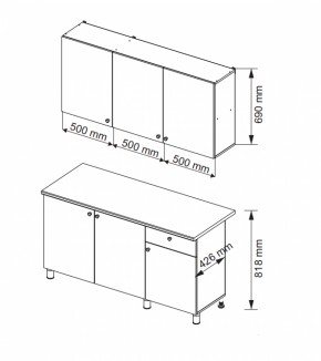 Кухонный гарнитур POINT 1500 мм (Гор) в Югорске - yugorsk.mebel-e96.ru