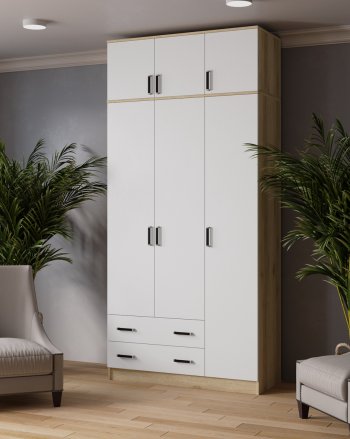 Шкаф Лагуна с антресолью делано/белый (Текс) в Югорске - yugorsk.mebel-e96.ru