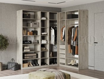 Гардеробная/шкаф 2200*1706 мм Ларго №3 дуб крафт серый/кашемир (Миф) в Югорске - yugorsk.mebel-e96.ru