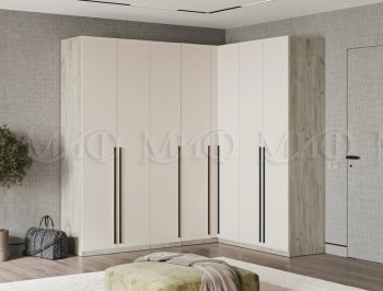 Гардеробная/шкаф 2200*1706 мм Ларго №3 дуб крафт серый/кашемир (Миф) в Югорске - yugorsk.mebel-e96.ru