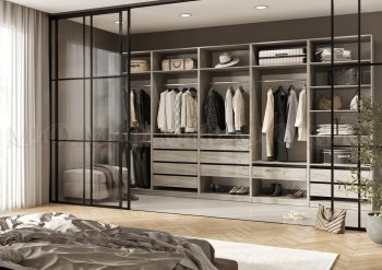 Гардеробная/шкаф 4000 мм Ларго №1 открытая дуб крафт серый (Миф) в Югорске - yugorsk.mebel-e96.ru