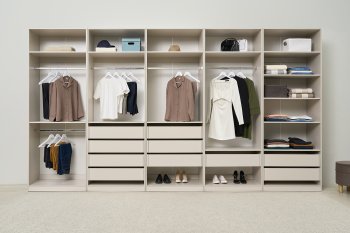 Гардеробная/шкаф 4000 мм Ларго №1 открытая Кашемир (Миф) в Югорске - yugorsk.mebel-e96.ru