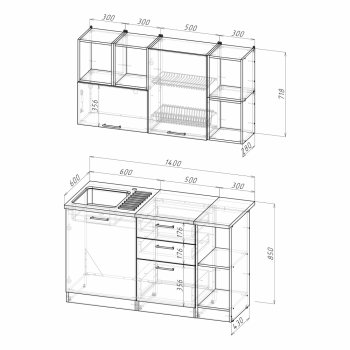 Кухонный гарнитур Лариса медиум 3 1400 мм (Герда) в Югорске - yugorsk.mebel-e96.ru