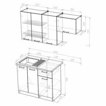 Кухонный гарнитур Лариса нормал 2 1500 мм (Герда) в Югорске - yugorsk.mebel-e96.ru