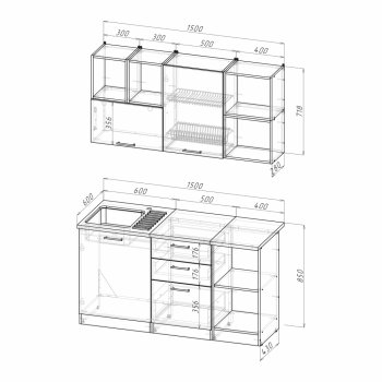 Кухонный гарнитур Лариса нормал 3 1500 мм (Герда) в Югорске - yugorsk.mebel-e96.ru