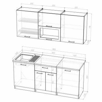 Кухонный гарнитур Лариса макси 1 1800 мм (Герда) в Югорске - yugorsk.mebel-e96.ru