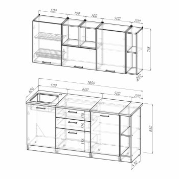 Кухонный гарнитур Лариса макси 4 1800 мм (Герда) в Югорске - yugorsk.mebel-e96.ru