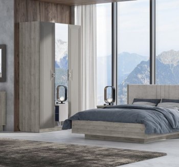 Шкаф распашной 1400 мм Лежер ШК-3103 дуб серый/холст вулканический (СанТан) в Югорске - yugorsk.mebel-e96.ru