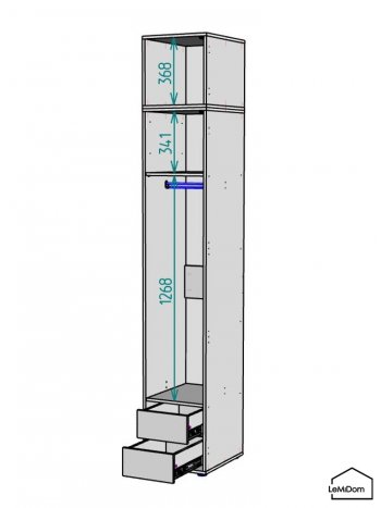 Шкаф с антресолью 400 мм Linnea MHR-1A-3 2450х400х510 (Белый-М 11.1.2) в Югорске - yugorsk.mebel-e96.ru