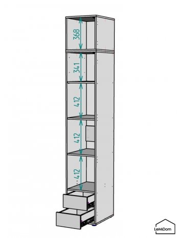 Шкаф с антресолью 400 мм Linnea MHR-1A-4 2450х400х510 (Графит-М 11.1.25) в Югорске - yugorsk.mebel-e96.ru