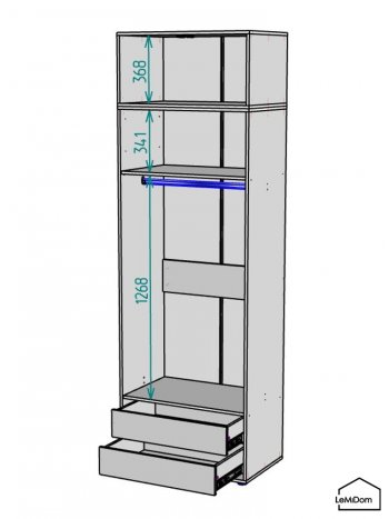 Шкаф с антресолью 800 мм Linnea MHR-2A-3 2450х800х510 (ДВ-М 11.1.25) в Югорске - yugorsk.mebel-e96.ru
