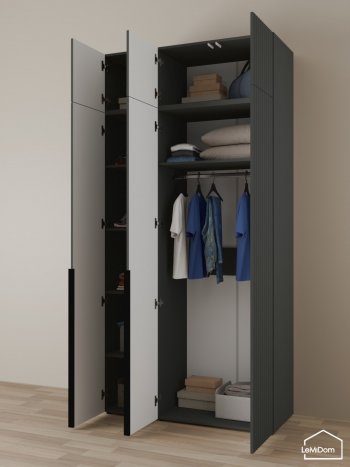 Шкаф с антресолью 1200 мм Linnea MHR-3A-1 2450х1200х510 (Графит-М 11.1.25) в Югорске - yugorsk.mebel-e96.ru