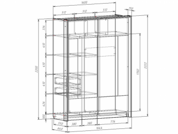 Шкаф-купе 1600 мм Либерти (Росток) в Югорске - yugorsk.mebel-e96.ru