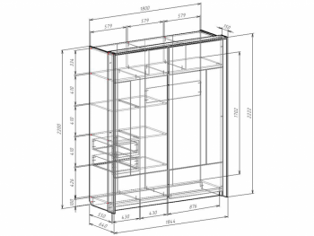 Шкаф-купе 1800 мм Либерти (Росток) в Югорске - yugorsk.mebel-e96.ru