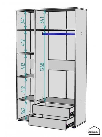 Шкаф Linnea MHR-3-2 2050х1200х510 (Графит-М 11.1.25) в Югорске - yugorsk.mebel-e96.ru