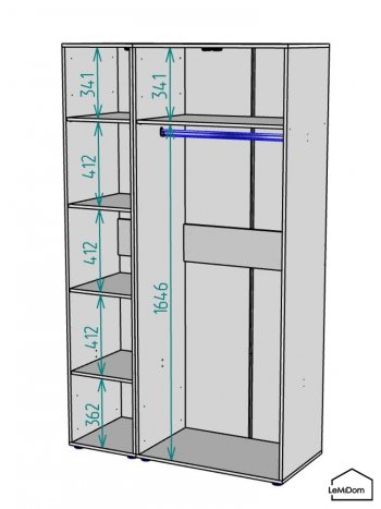 Шкаф Linnea MHR-3PO-1 2050х1200х510 (Белый-М 11.1.2) в Югорске - yugorsk.mebel-e96.ru