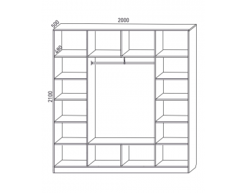 Шкаф распашной 2000 мм  М6-4.2 Б+П+Б 200 (М6) в Югорске - yugorsk.mebel-e96.ru