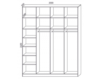 Шкаф распашной 2000 мм М6-4.6 Б+П+П+П 200 + антресоль (М6) в Югорске - yugorsk.mebel-e96.ru