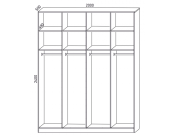 Шкаф распашной 2000 мм  М6-4.1.1 П+П+П+П 200 + антресоль (М6) в Югорске - yugorsk.mebel-e96.ru