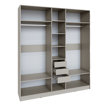 Шкаф Мадрид 2000 мм с зеркалом и ящиками, кашемир (Текс) в Югорске - yugorsk.mebel-e96.ru