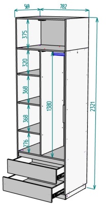 Шкаф 800 мм Мальта light H297 + Антресоль HA2 в Югорске - yugorsk.mebel-e96.ru