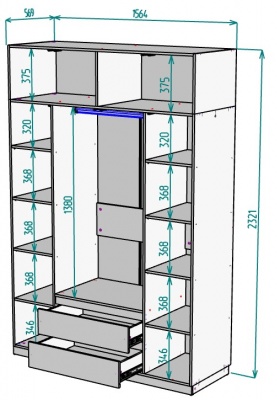 Шкаф 1600 мм Мальта light H302 + Антресоль HA4 в Югорске - yugorsk.mebel-e96.ru