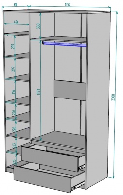 Шкаф Мальта 1350 мм Графит в Югорске - yugorsk.mebel-e96.ru