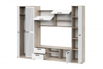 Стенка Марта-12 дуб крафт серый/белый (ИЦ) в Югорске - yugorsk.mebel-e96.ru