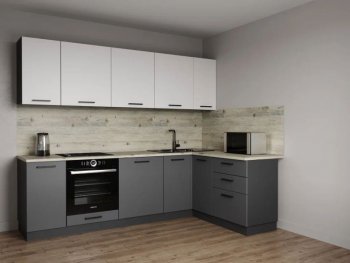 Кухонный гарнитур угловой Меренга МДФ 2600*1600 мм Sanvut в Югорске - yugorsk.mebel-e96.ru
