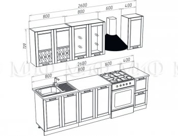 Кухонный гарнитур Милано 2000 мм орех (Миф) в Югорске - yugorsk.mebel-e96.ru