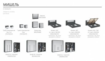 Кровать двуспальная Мишель антрацит (Имп) в Югорске - yugorsk.mebel-e96.ru