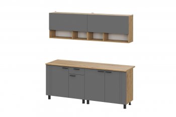 Кухонный гарнитур Монако 2000 мм графит (СВ) в Югорске - yugorsk.mebel-e96.ru