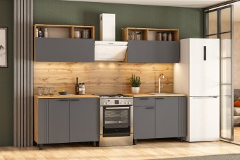 Кухонный гарнитур Монако 2000 мм графит (СВ) в Югорске - yugorsk.mebel-e96.ru
