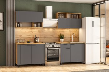 Кухонный гарнитур Монако 2000 мм графит (СВ) в Югорске - yugorsk.mebel-e96.ru