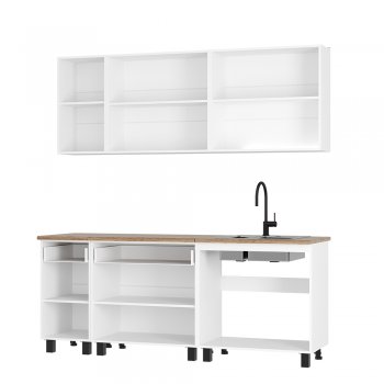 Кухонный гарнитур Монтана 2000 мм белый/графит (БТС) в Югорске - yugorsk.mebel-e96.ru