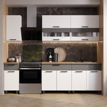 Кухонный гарнитур Монтана 2000 мм белый/графит (БТС) в Югорске - yugorsk.mebel-e96.ru