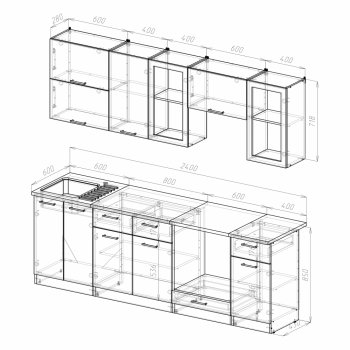 Кухонный гарнитур Ника базис 2400 мм (Герда) в Югорске - yugorsk.mebel-e96.ru