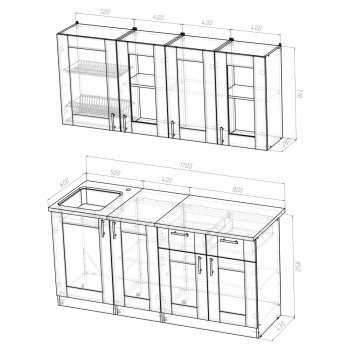 Кухонный гарнитур Ника демо 1700 мм (Герда) в Югорске - yugorsk.mebel-e96.ru