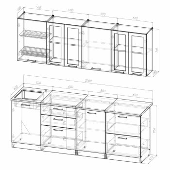 Кухонный гарнитур Ника компакт 2200 мм (Герда) в Югорске - yugorsk.mebel-e96.ru