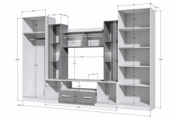 Стенка Николь-2 крафт серый/кашемир (Зарон) в Югорске - yugorsk.mebel-e96.ru
