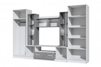 Стенка Николь-2 белый/бетонный камень(Зарон) в Югорске - yugorsk.mebel-e96.ru