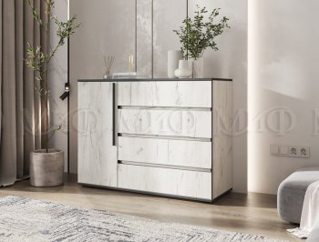 Комод 1 дверь 4 ящика (1200) Норд, крафт белый (Миф) в Югорске - yugorsk.mebel-e96.ru