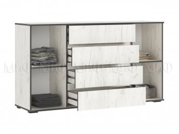 Комод 2 двери 4 ящика (1600) Норд, крафт белый (Миф) в Югорске - yugorsk.mebel-e96.ru